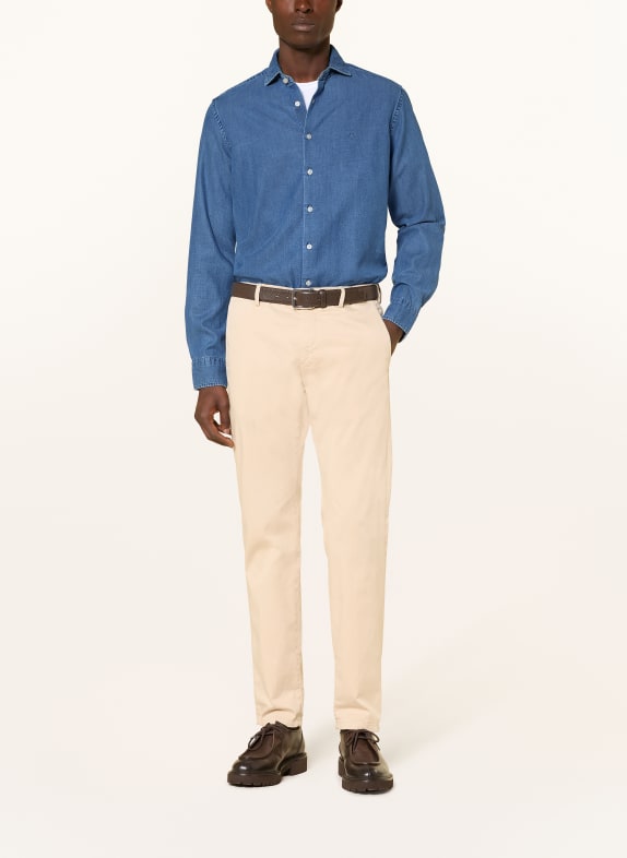 HACKETT LONDON Overhemd met getailleerde pasvorm in jeanslook BLAUW