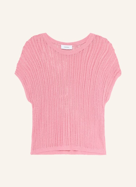 comma Strickshirt mit Glitzergarn ROSA / SILBER
