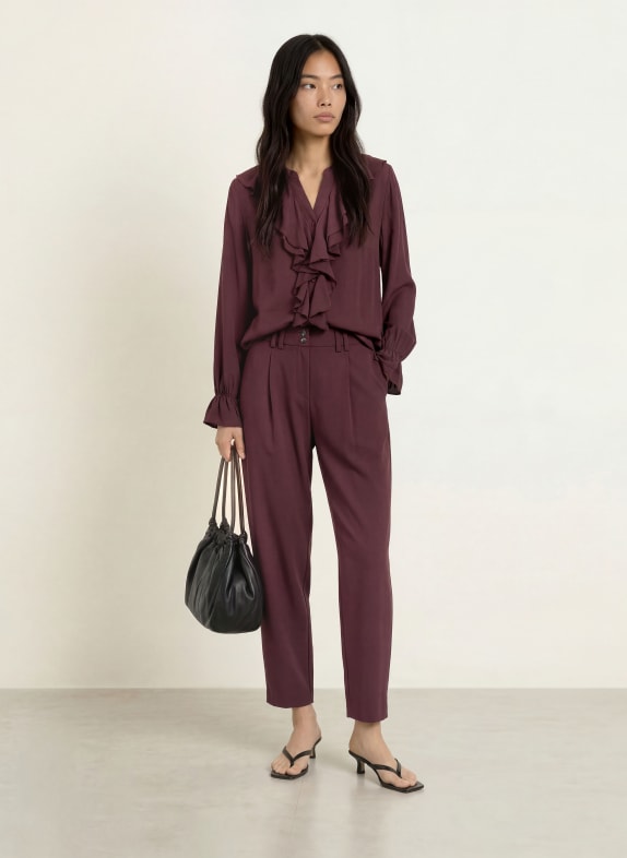 BRAX VIVE-blouse met volants DONKERROOD