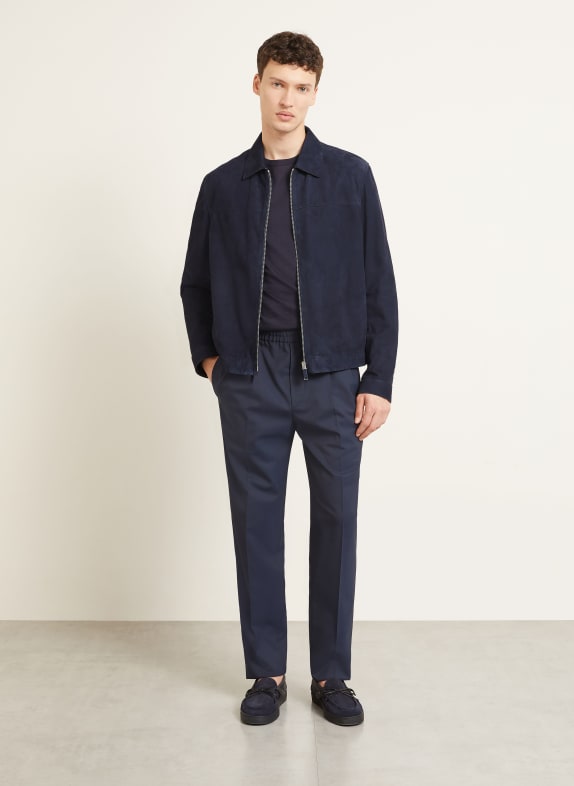 ZEGNA Leren jas DONKERBLAUW