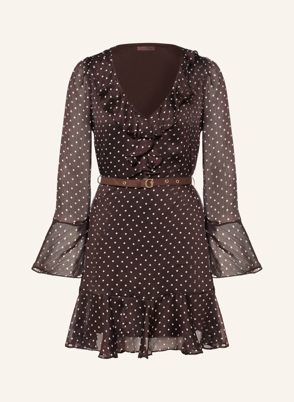 GUESS Jurk EMY MARRON FONCÉ / WIT