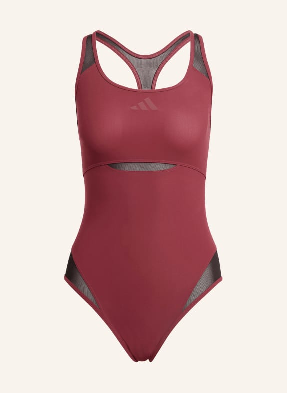 adidas LANELUX MESH-badedragt med udskæringer MØRKERØD / SORT