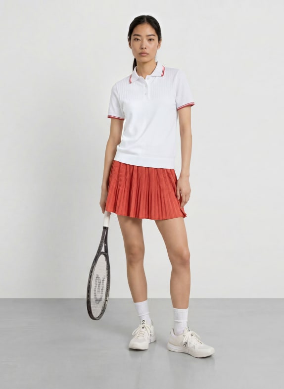VARLEY Functioneel poloshirt MICKEY WIT / DONKERROOD