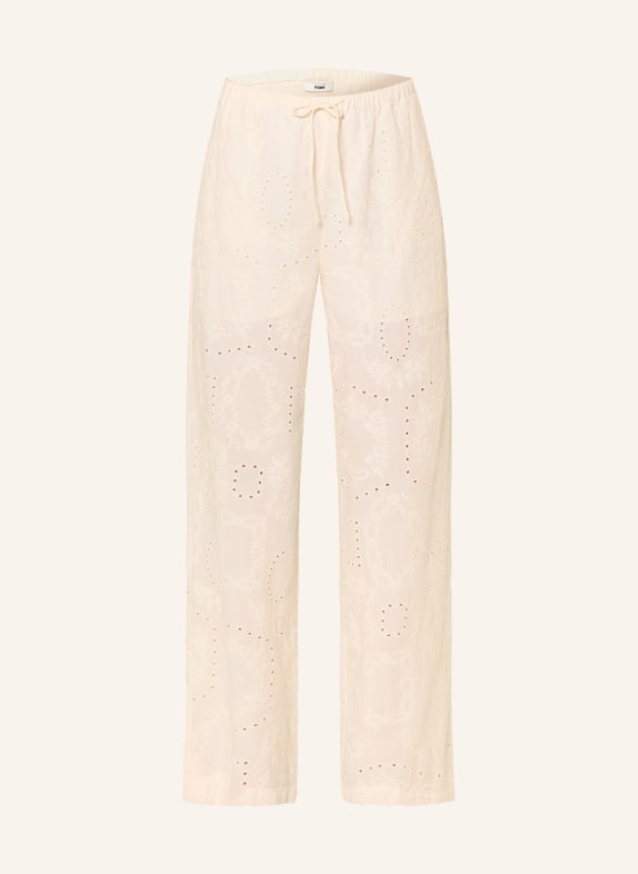 mavi Pantalon palazzo en dentelle ajourée CRÈME