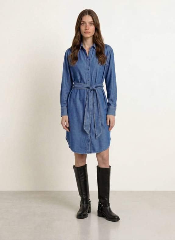 BOSS Hemdblusenkleid DELEGANT in Jeansoptik BLAU