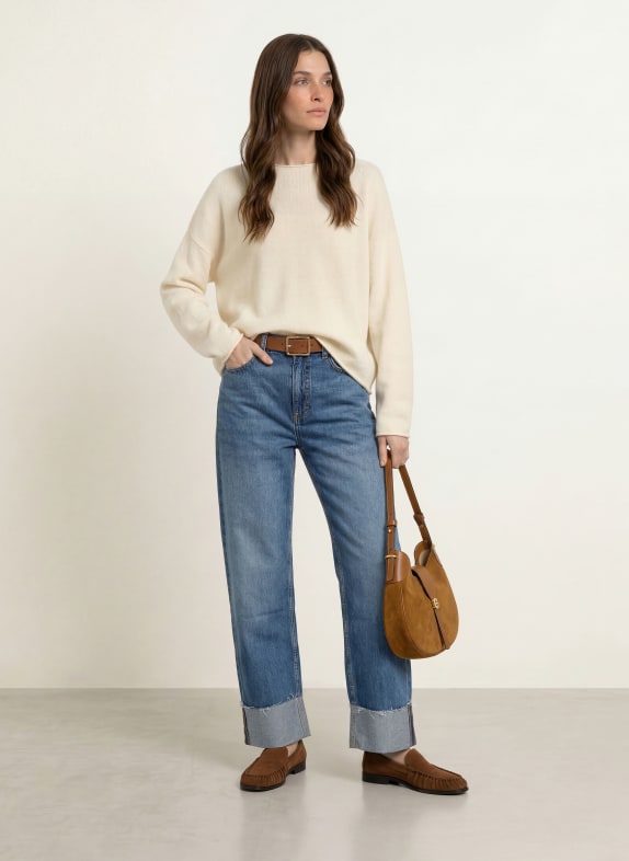 BOSS Trui FOLLETTO met alpaca ECRU