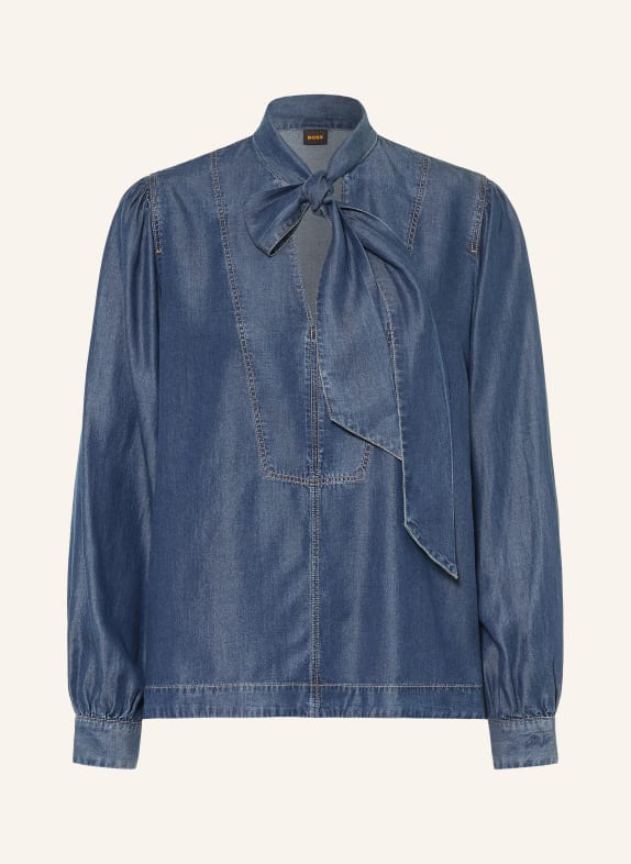 BOSS Schluppenbluse BETILLA in Jeansoptik BLAU