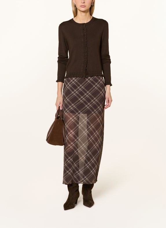 darling harbour Strickjacke mit Rüschen DARK BROWN