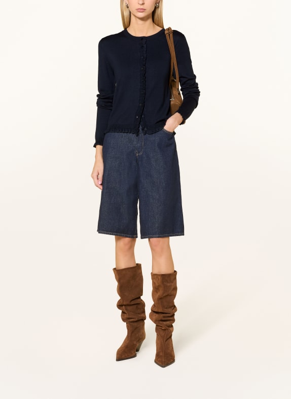 darling harbour Strickjacke mit Rüschen NAVY