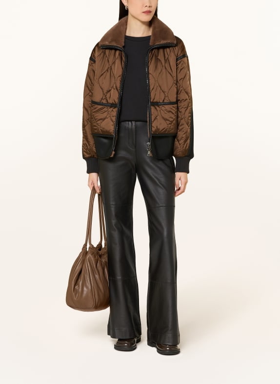 BLONDE No.8 Steppjacke MARA im Materialmix BRAUN / SCHWARZ