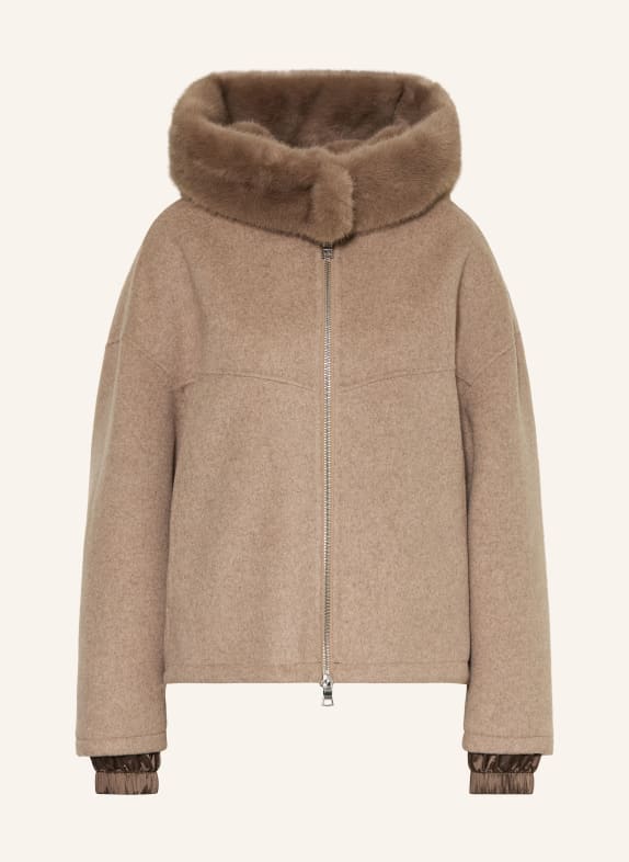 BLONDE No.8 Jacke JERRY mit abnehmbarer Kunstfell-Kapuze TAUPE