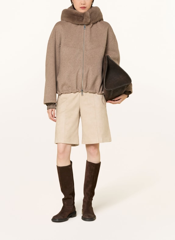BLONDE No.8 Jacke JERRY mit abnehmbarer Kunstfell-Kapuze TAUPE