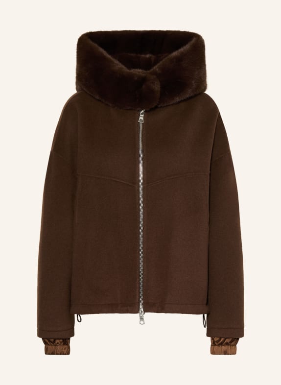 BLONDE No.8 JERRY Jacket with Detachable Faux Fur Hood BROWN