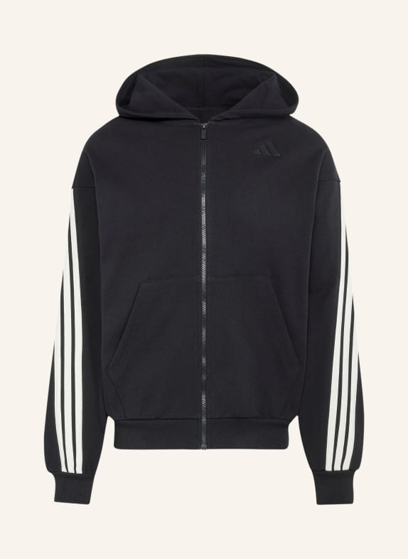 adidas Bluza rozpinana z kapturem 3S CZARNY / BIAŁY