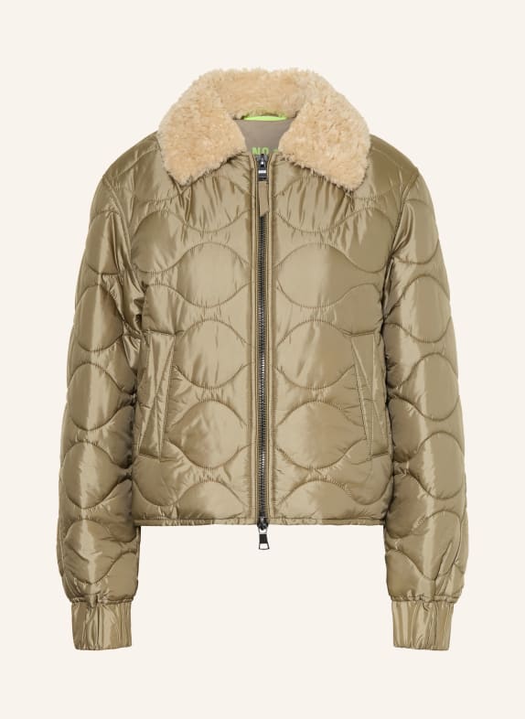 No.1 Como MASSA gewatteerd jack met afneembare kunstbontkraag BEIGE / CRÈME