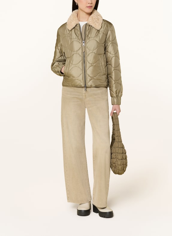 No.1 Como Steppjacke MASSA mit abnehmbarem Kunstfell BEIGE / CREME