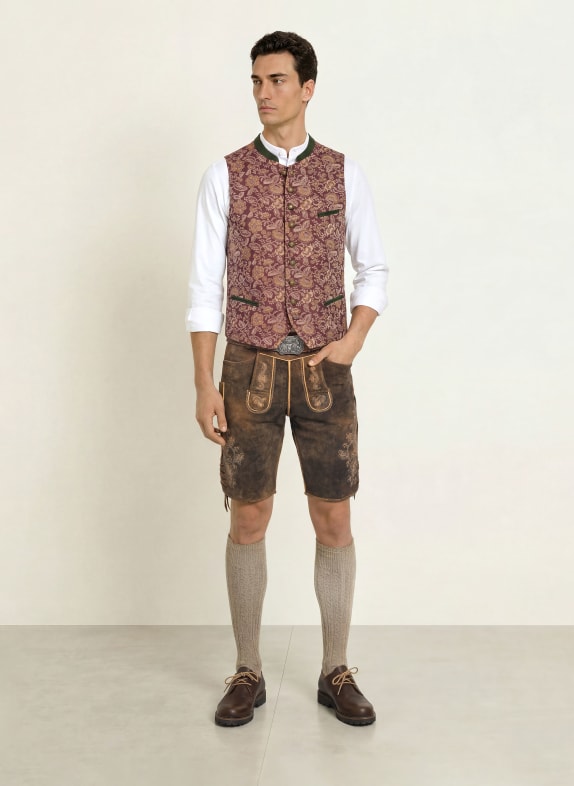HIRSCHER Traditionele lederhose AICHACH MARRON FONCÉ / LICHTBRUIN
