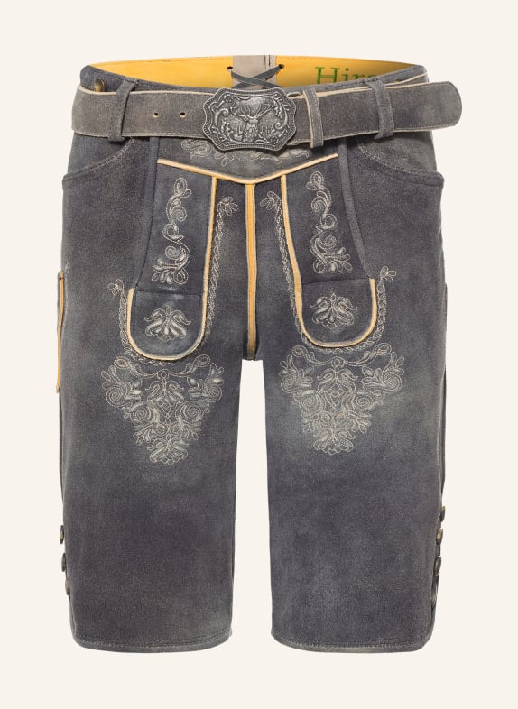 HIRSCHER MURNAU Traditional leather trousers DARK GRAY / LIGHT BROWN