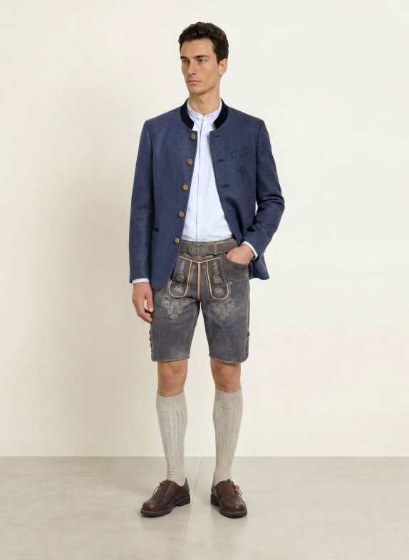 HIRSCHER Traditionele lederhose MURNAU DONKERGRIJS / LICHTBRUIN