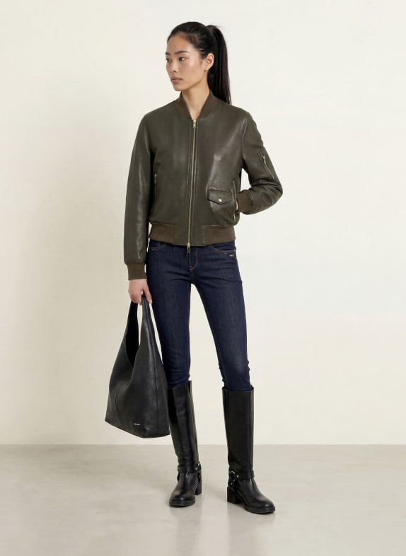 MILESTONE Lederblouson MSLIA OLIV