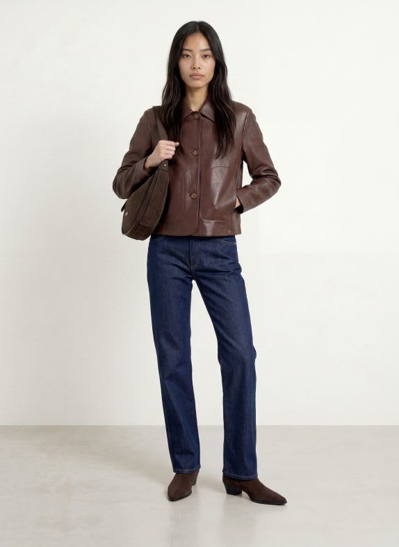 MILESTONE Veste en cuir MSCANNA ROUGE FONCÉ
