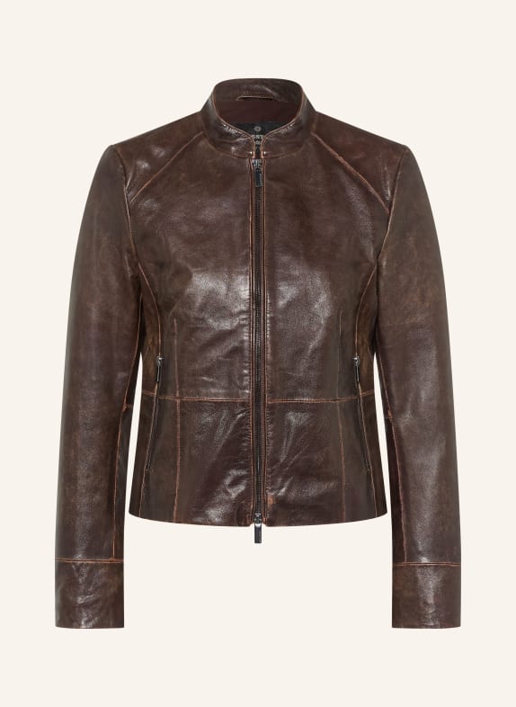 MILESTONE Lederjacke MSZADIE DUNKELBRAUN