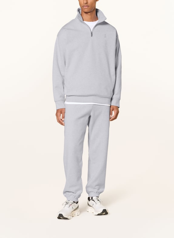 On Sweater met halve rits LICHTGRIJS
