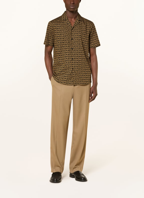 HUGO Resort-overhemd ELLINO Relaxed Fit BEIGE / ZWART