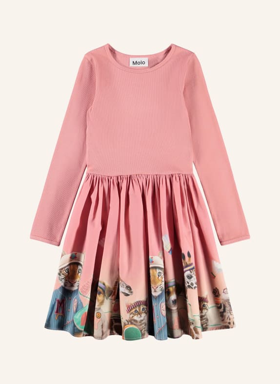 molo Robe en mélange de matières ROSE / MARRON / MENTHE
