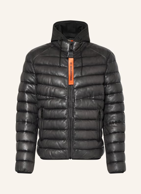 MILESTONE MSHARVEY leather quilted jacket with removable trim DARK GRAY