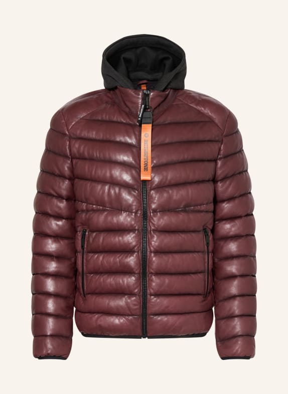MILESTONE MSHARVEY leather quilted jacket with removable trim DARK RED