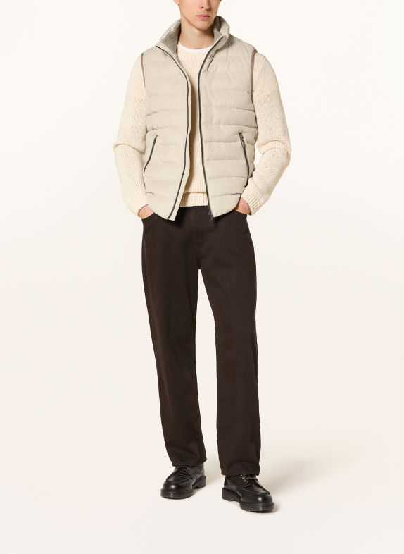 MILESTONE Gewatteerd vest MSDAWSON ECRU / BRUIN