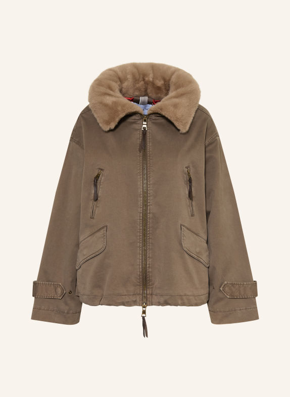 BLONDE No.8 Jas TYRA II met imitatiebont TAUPE