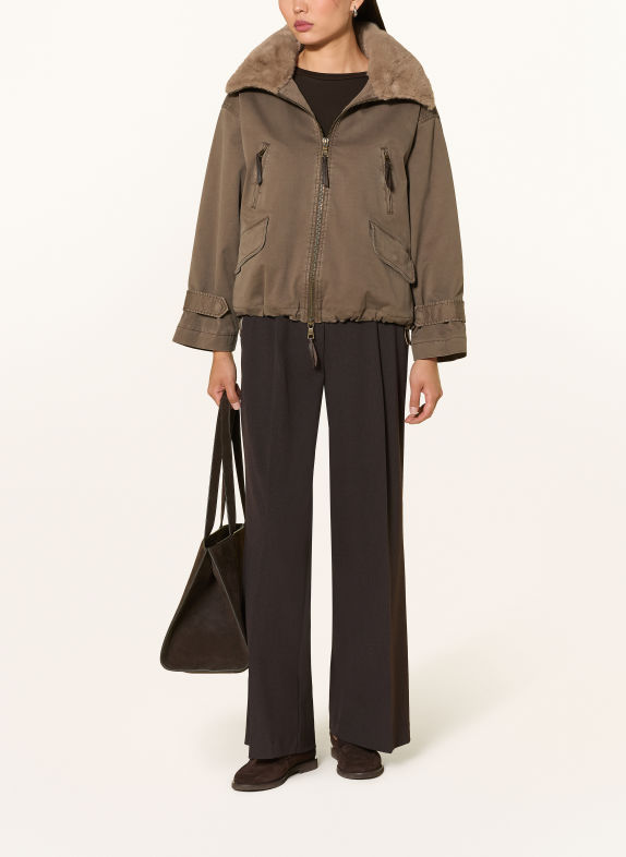 BLONDE No.8 Jacke TYRA II mit Kunstfell TAUPE