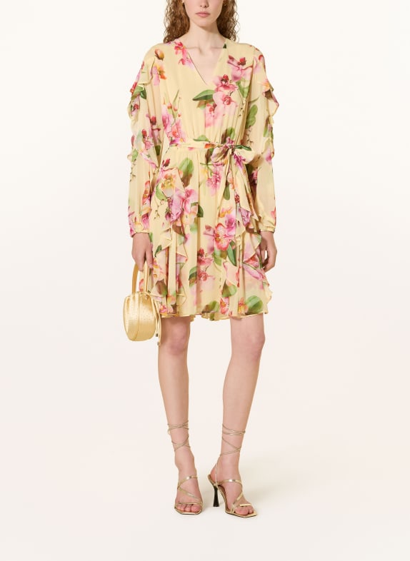 V by Vera Mont Cocktailkleid mit Volants HELLGELB / PINK / GRÜN