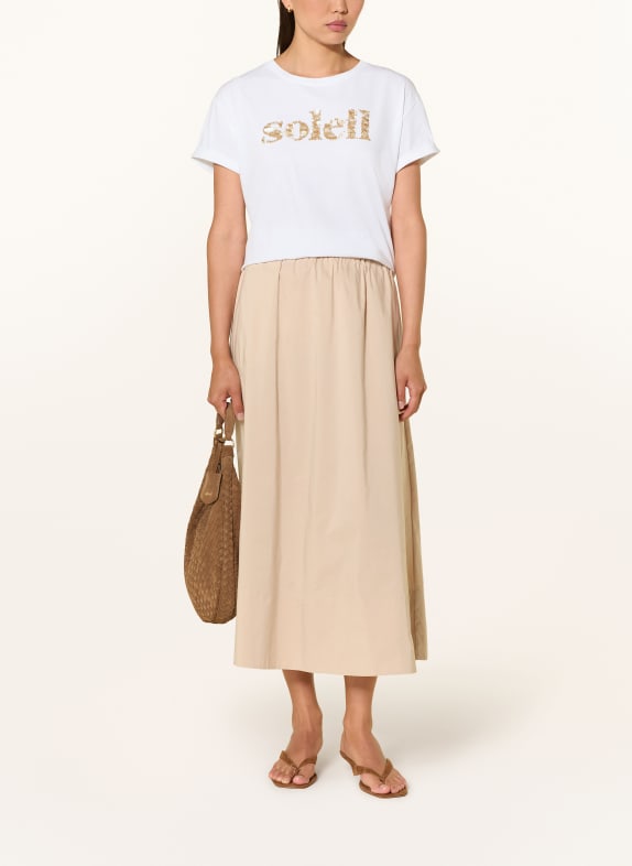 BETTY&CO T-Shirt mit Pailletten WEISS / BEIGE