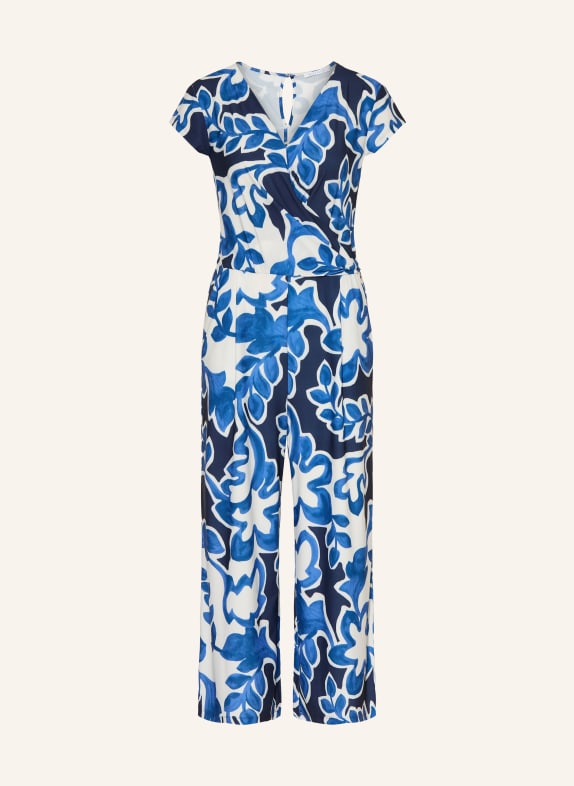BETTY&CO Jumpsuit in Wickeloptik WEISS / DUNKELBLAU / BLAU
