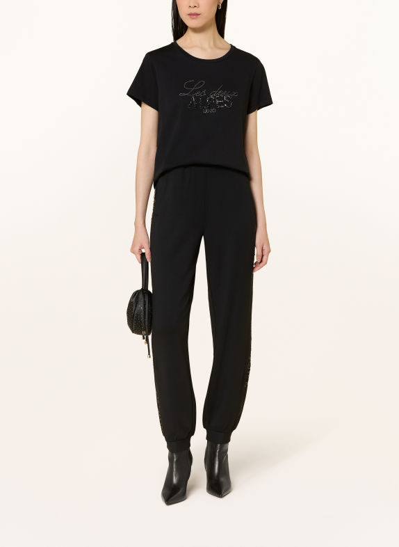 LIU JO T-shirt with rhinestones BLACK