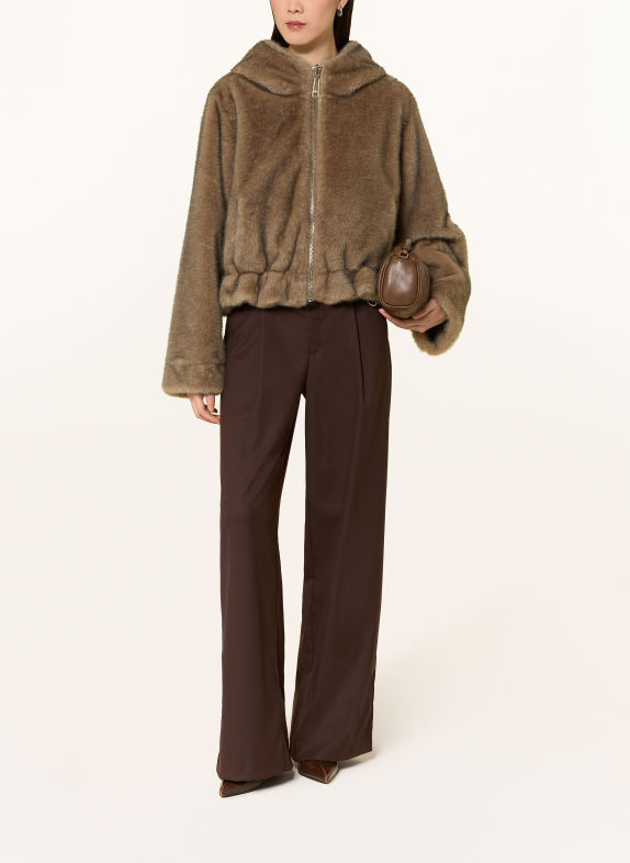 LIU JO Reversible faux fur jacket BROWN