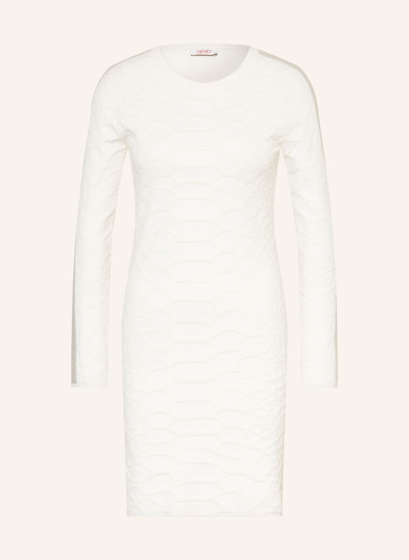 LIU JO Robe en maille avec bandes de galon et fil pailleté BLANC / ARGENT
