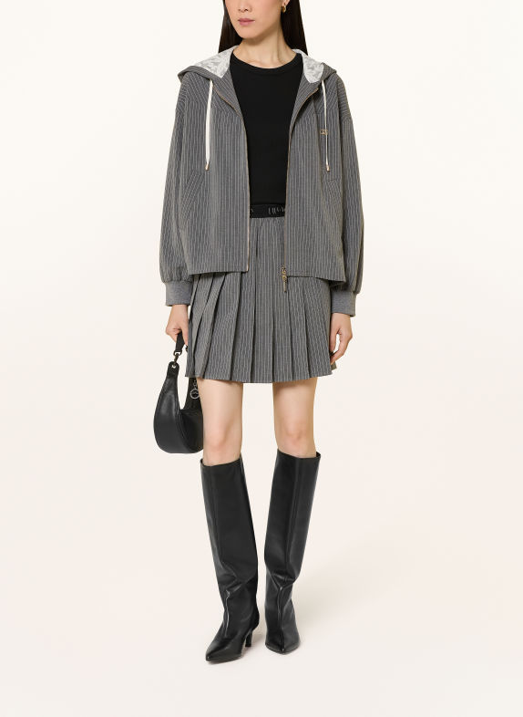 LIU JO Pleated skirt GRAY / WHITE / BLACK