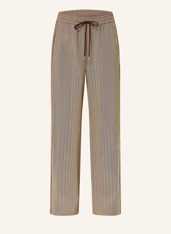 LIU JO Broek in joggingstijl met galonstrepen BRUIN / DONKERROOD / ORANJE