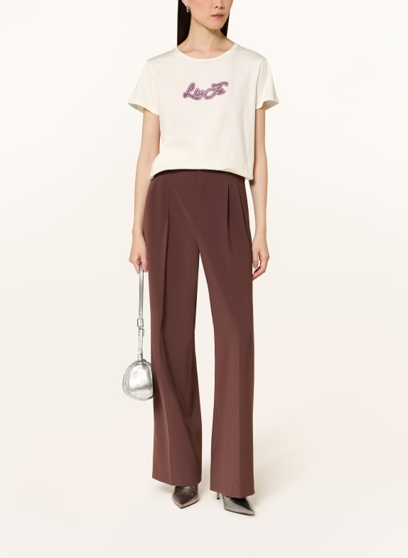 LIU JO T-shirt met sierstenen WIT / DONKERROOD