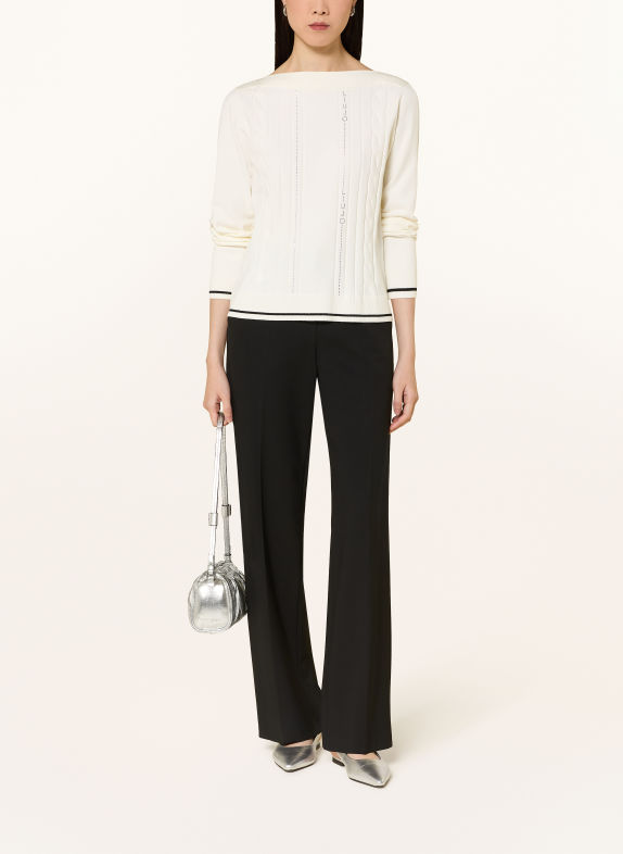 LIU JO Sweater with gemstones WHITE / BLACK