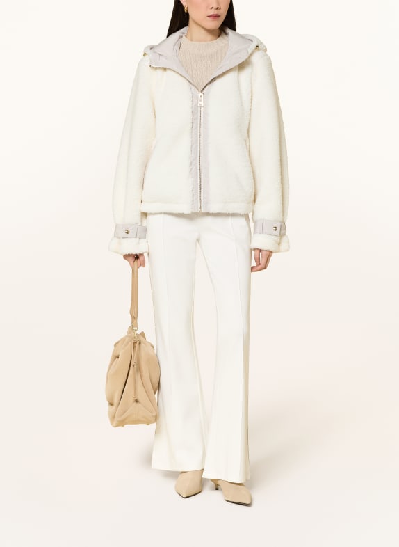 LIU JO Teddy fur jacket WHITE / LIGHT GRAY