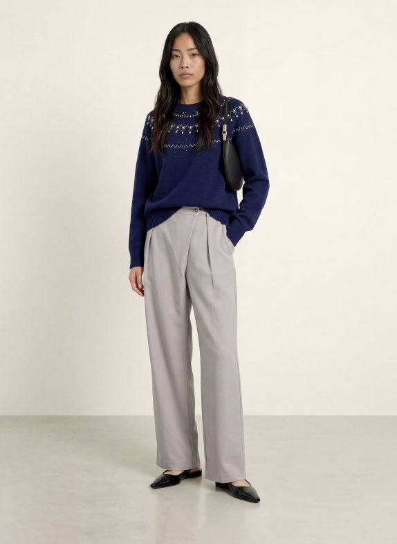 LIU JO Sweater with gemstones DARK BLUE / SILVER