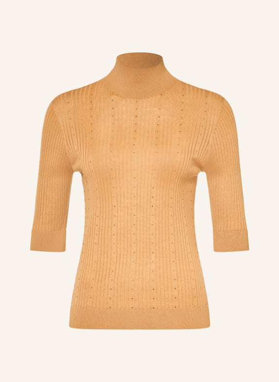 LIU JO Knit shirt with gemstones LIGHT BROWN