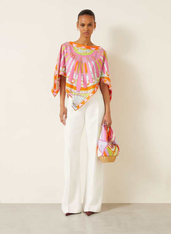 PUCCI Blusenshirt aus Seide mit 3/4-Arm ROSA / ORANGE / GRÜN
