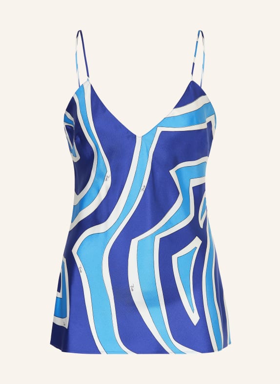 PUCCI Haut en soie BLEU / BLEU CLAIR / BLANC