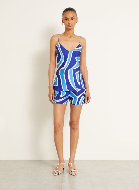 PUCCI Zijden top BLAUW / LICHTBLAUW / WIT